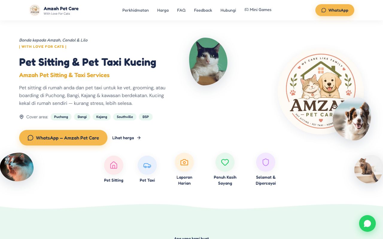 Amzah Pet Care website preview