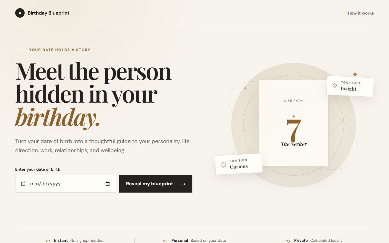 Birthday Blueprint website preview