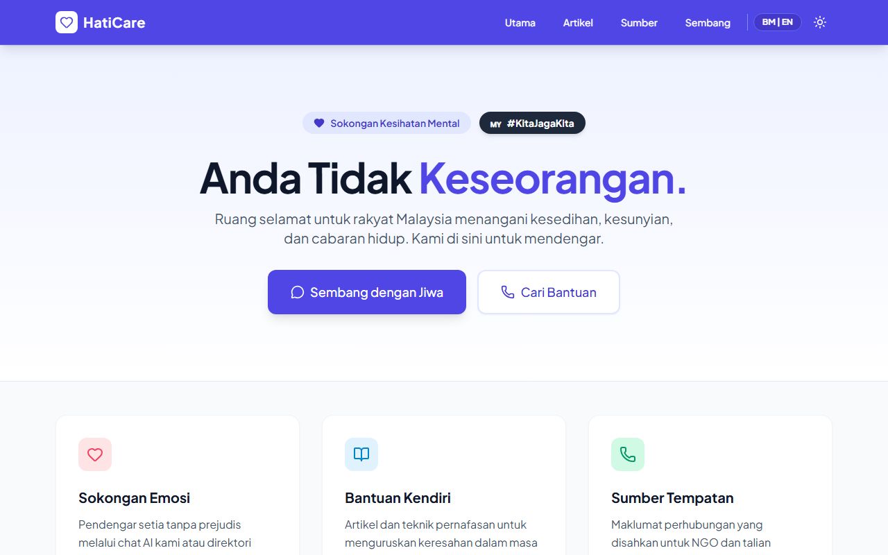 HatiCare website preview